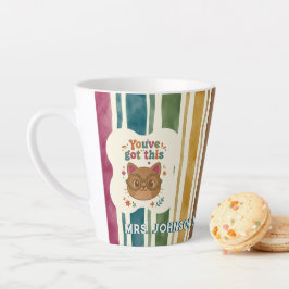 Café Latte Taza de gato personalizada para maestro | Nombre y