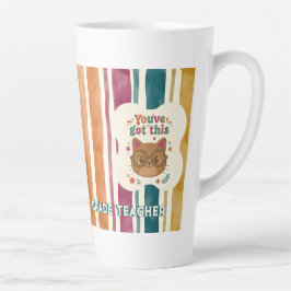 Café Latte Taza de gato personalizada para maestro | Nombre y