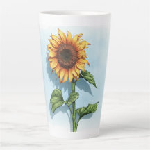 Taza de girasol de acuarela rústica