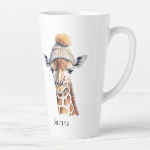 Café Latte Taza de gorro de invierno de jirafa Custom Beanie
