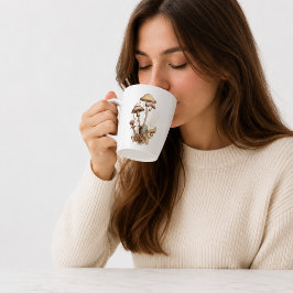 Café Latte Taza de hongos botánicos vintage | Cottagecore Bos
