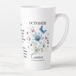 Café Latte Taza de la Flor de Nacimiento de Octubre Cosmic Si