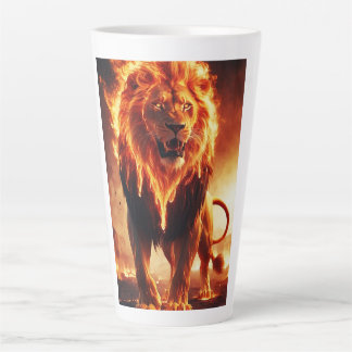 Café Latte Taza de león de fuego - Cerámica de fantasía de le