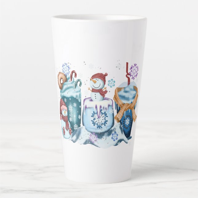 Café Latte Taza de muñeco de nieve (Anverso)
