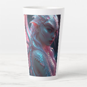 Café Latte Taza de niña dragón neon rosa - Escamas de dragón 