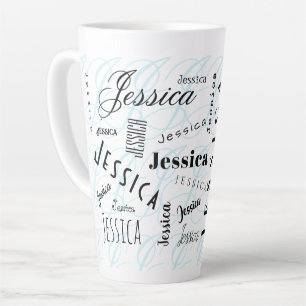 Café Latte Taza de nombre personalizado Jessica negro blanco