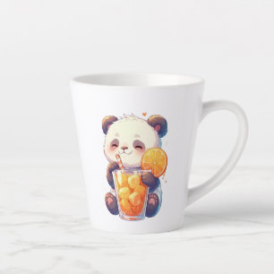 Café Latte Taza de Panda Adorable Bebiendo Jugo de Naranja   