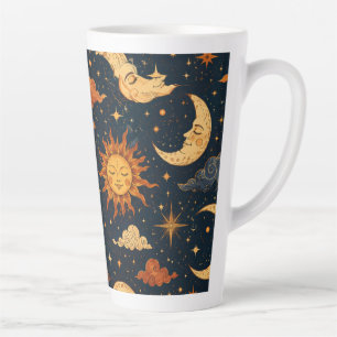 Café Latte Taza De Regalo Retro Celestial Sol Luna Mañana Caf