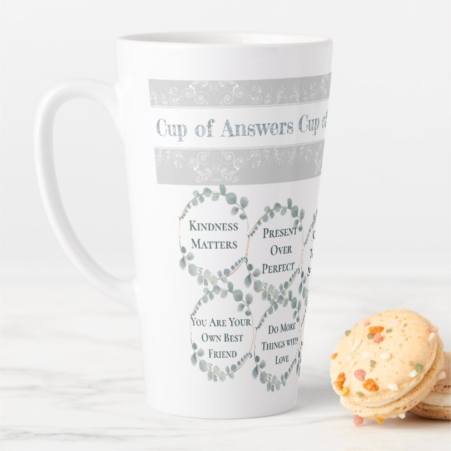 Café Latte Taza de respuestas Citas de amor propio (In situ)