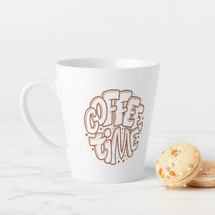 Café Latte Taza de viaje con tipografía estética "Hora del ca