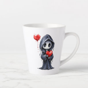 Café Latte Taza del corazón de la muerte gótica linda - Hallo