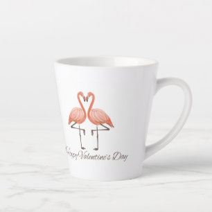 Café Latte Taza del Día de San Valentín Flamingo Rosa – Román