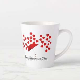 Café Latte Taza del Día de San Valentín Paraguas Rojo – Lluvi