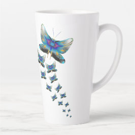 Café Latte Taza Desfile de Mariposas – Vuelo Vívido en Color