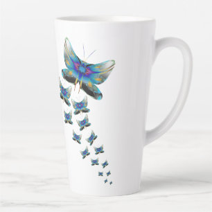 Café Latte Taza Desfile de Mariposas – Vuelo Vívido en Color