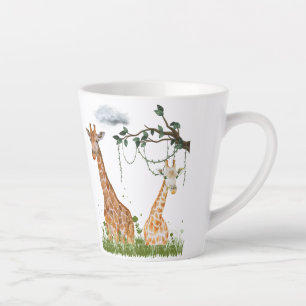 Café Latte Taza Duo de Jirafas – Ilustración de Safari