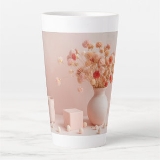 Café Latte Taza estética de rosa sonrojado - Taza boho de flo