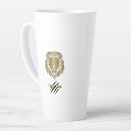 Café Latte Taza gráfica de león dorado y negro