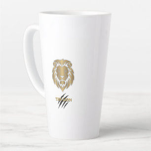 Café Latte Taza gráfica de león dorado y negro