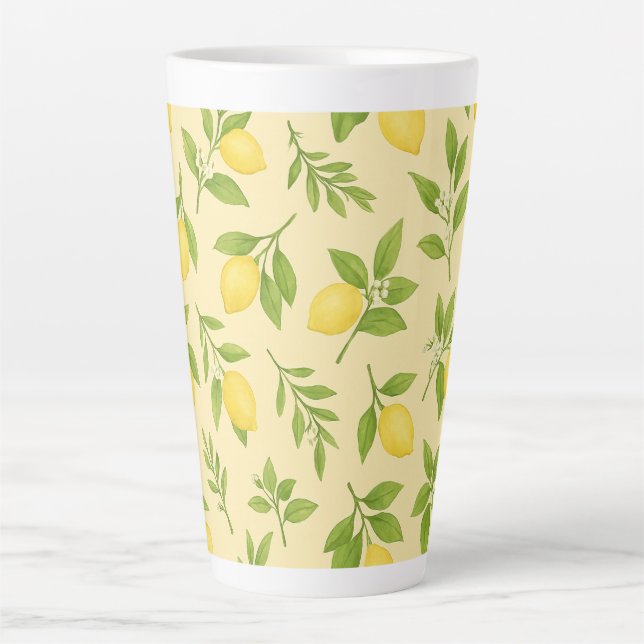 Café Latte Taza grande de limón botánico (Anverso)