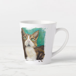Café Latte Taza Meow con pintura de gato
