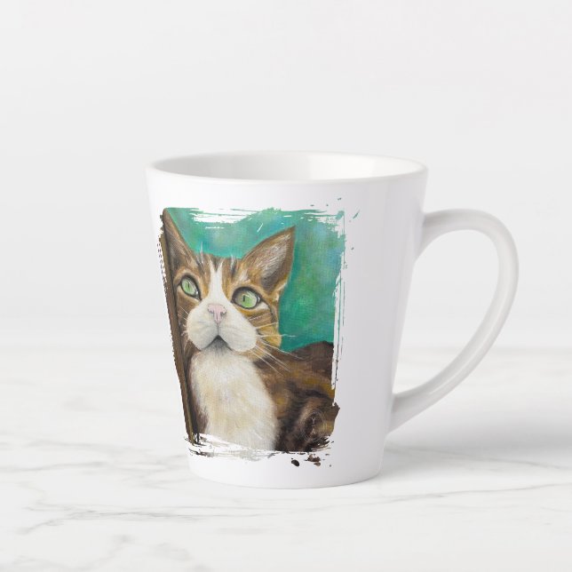 Café Latte Taza Meow con pintura de gato (Derecha)
