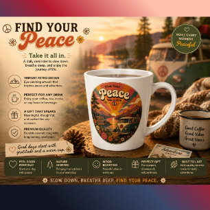 Café Latte Taza para campamento de puesta de sol rústica 'Enc