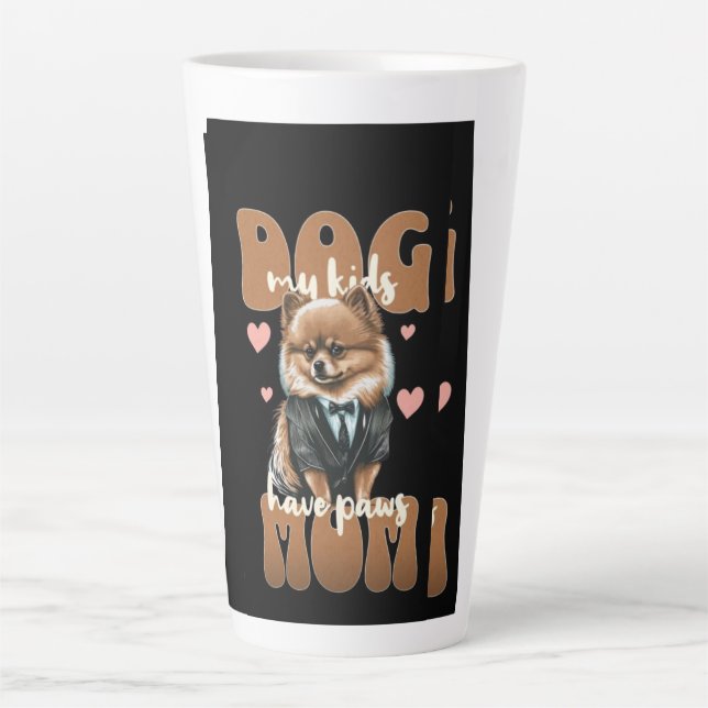 Café Latte Taza para Mamá Perro – Opción de nombre personaliz (Anverso)