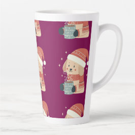 Café Latte Taza Perro de Navidad Gorro Bufanda Pastel - La vi