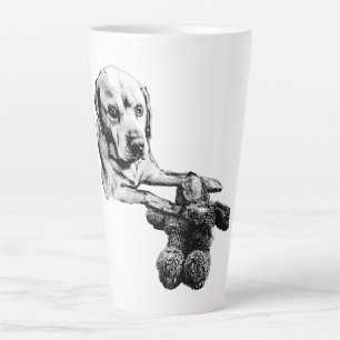 Café Latte Taza Perro y Osito de peluche   Negro y Blanco
