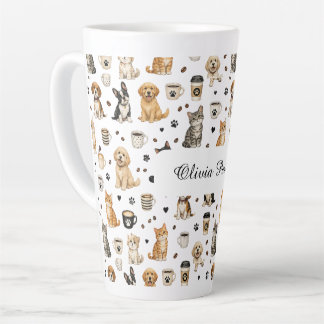 Café Latte Taza Personalizada con Nombre y Patrón de Mascota