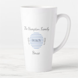 Café Latte Taza Personalizada de Casa de Playa, Franja Coster