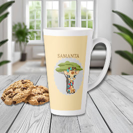 Café Latte Taza personalizada de jirafa en la sabana