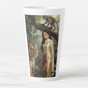 Café Latte Taza Reina de la Jungla Tigre - Mujer Mística con