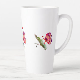 Café Latte Taza vibrante de mariposa en acuarela tardía