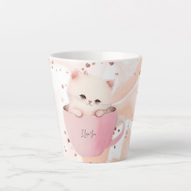 Café Latte Un gatito lindo en una taza de té (Anverso)