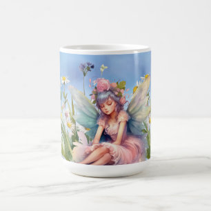 Café Leche de flores en una taza de vestir rosa