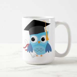 Café Lechuza azul con taza de graduación de Diploma