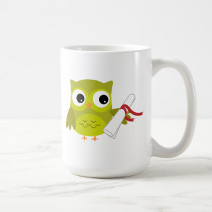 Café Lechuza verde con taza de graduación de Diploma