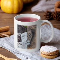 León acuarela y taza de cordero, personalizable