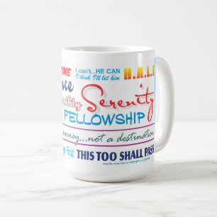 Café letras de recuperación de 12 pasos taza 25z3