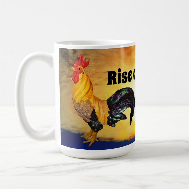 Café Levantar y brillar la taza de gallo (Izquierda)
