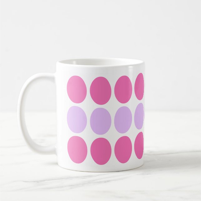 Café Lila y taza rosada del modelo de puntos (Izquierda)