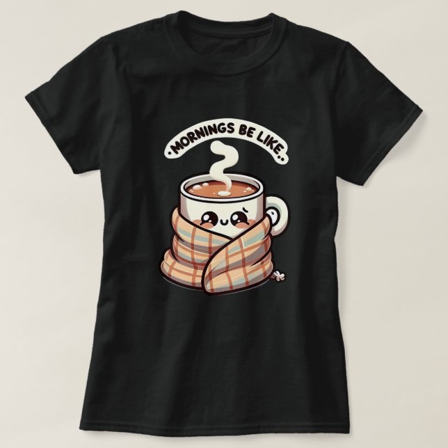 Café lindo diseño camiseta de mujeres negras (Diseño del anverso)