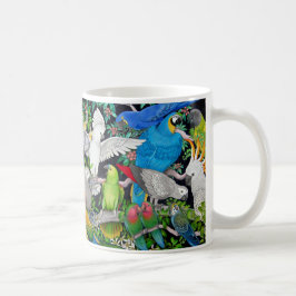 Café Loros coloridos del mascota de la taza del mundo
