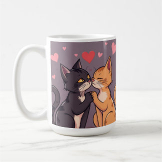 Café Los gatos en la taza de amor Día de San Valentín