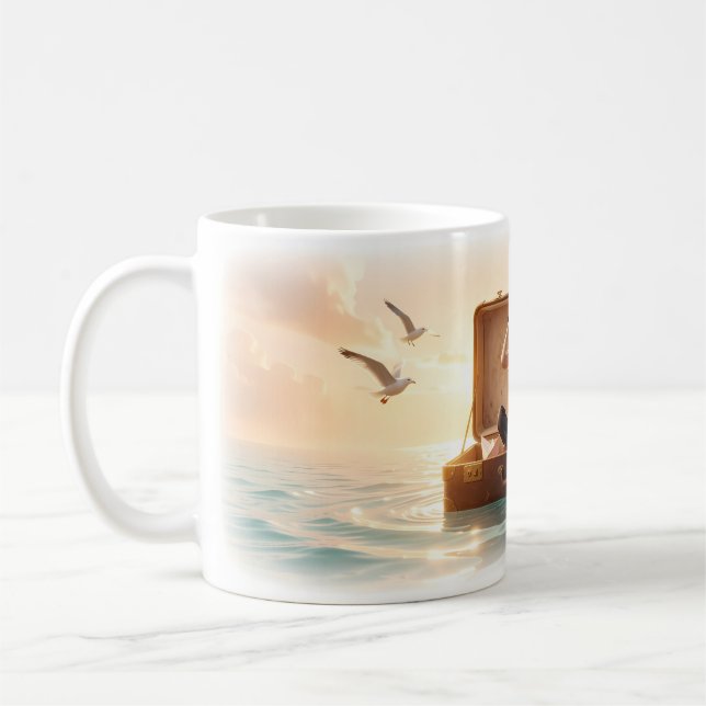 Café Maleta de traje de marinera Binoculares Taza (Izquierda)