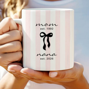 Café Mamá a Nana Taza Rosa con Lunares de Rayas