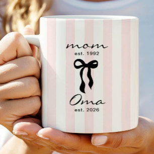 Café Mamá a Oma Taza Rosa con Lunares de Rayas