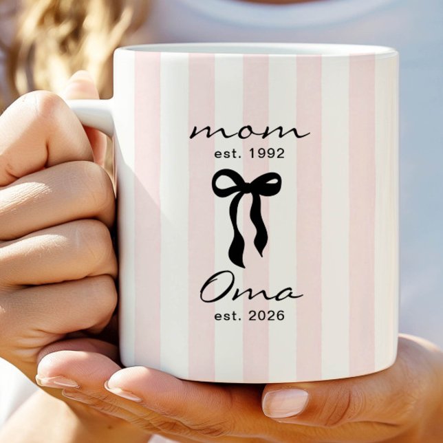 Café Mamá a Oma Taza Rosa con Lunares de Rayas (Subido por el creador)